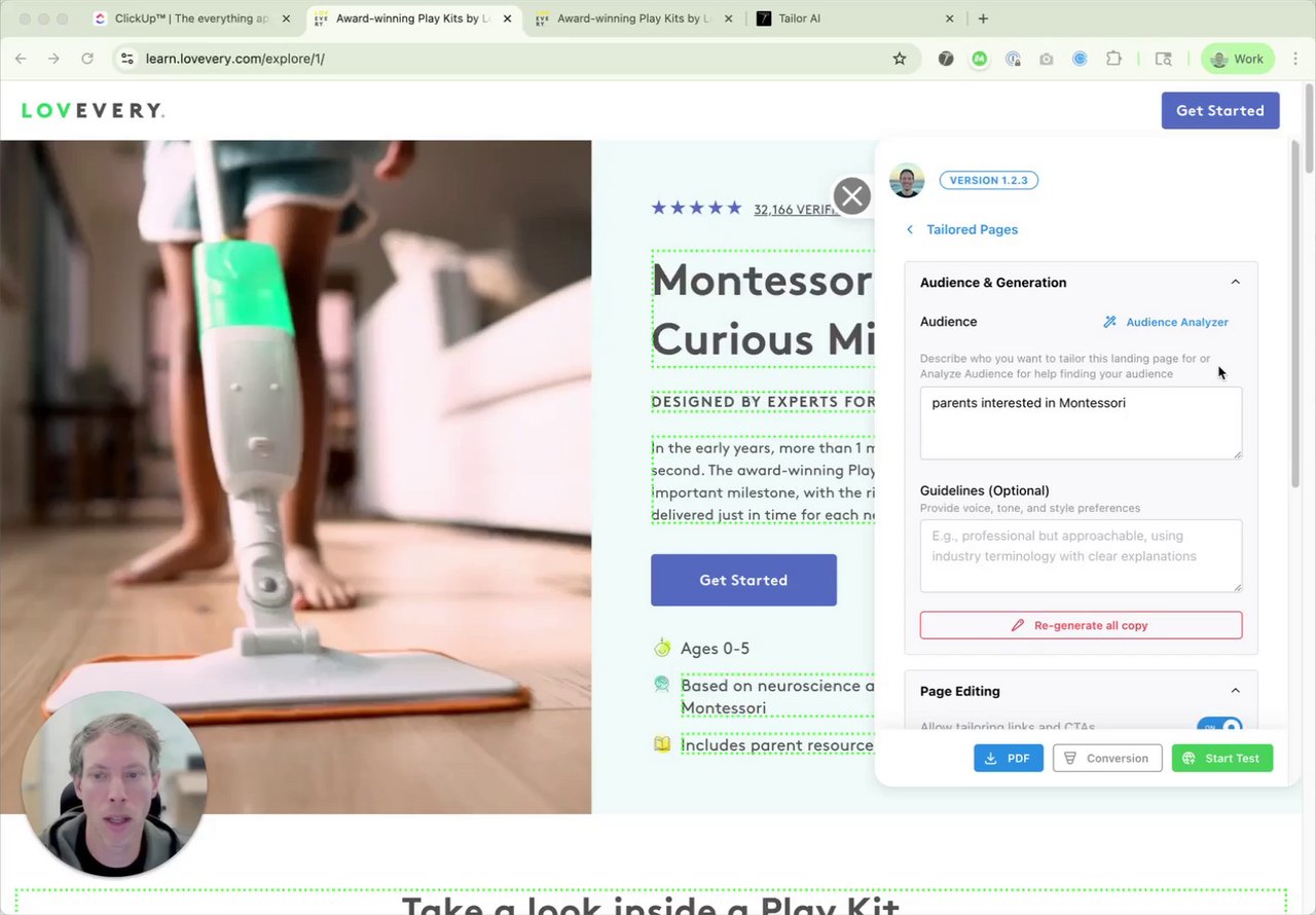 Click to play Publishing a Tailored Page