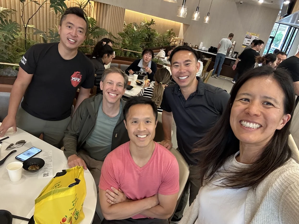 Team at lunch with old LinkedIn friends