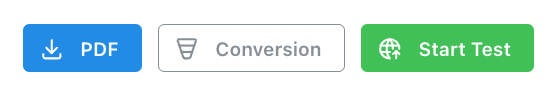 Conversion tracking options showing Start Test button and Conversion settings