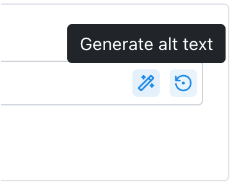 Generate alt text tooltip showing edit and revert options