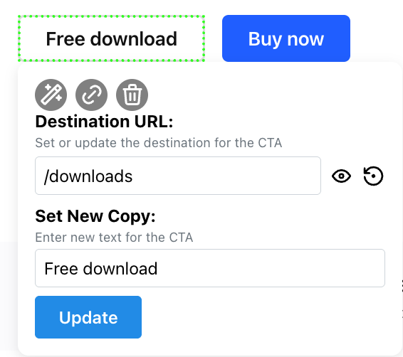 Dynamic CTA Interface Screenshot