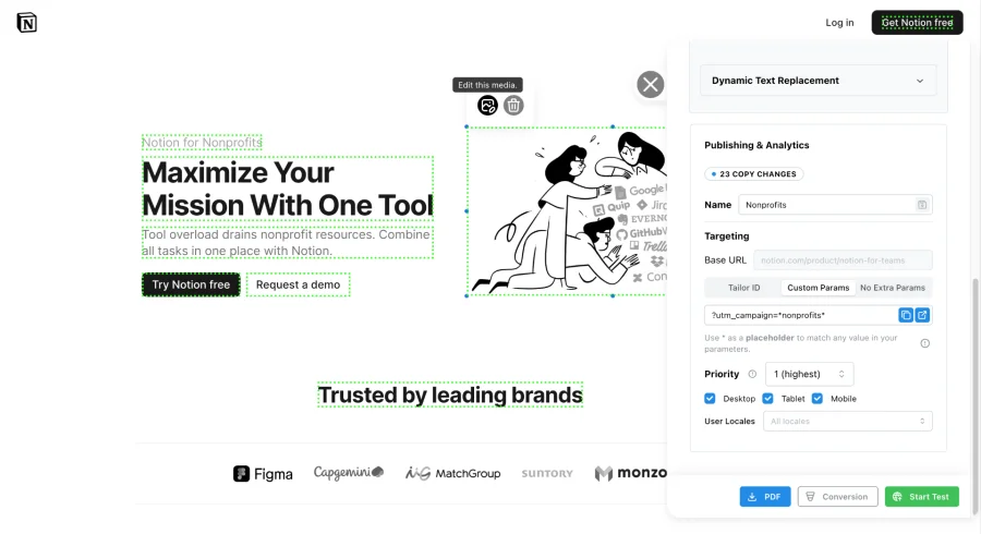 Tailor AI platform interface showing personalization features
